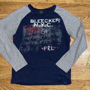 Vintage Single Stitch Tagless Ralph Lauren Polo 3/4 Sleeve T-Shirt L Kids S Mens